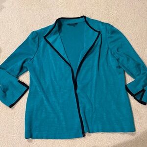 Misook Turquoise Jacket with Black Edging NWOT
